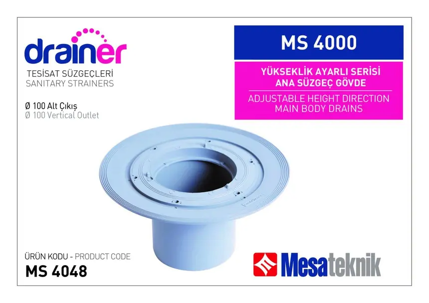 MS 4000 Yükseklik Ayarlı Ana Süzgeç Gövdesi