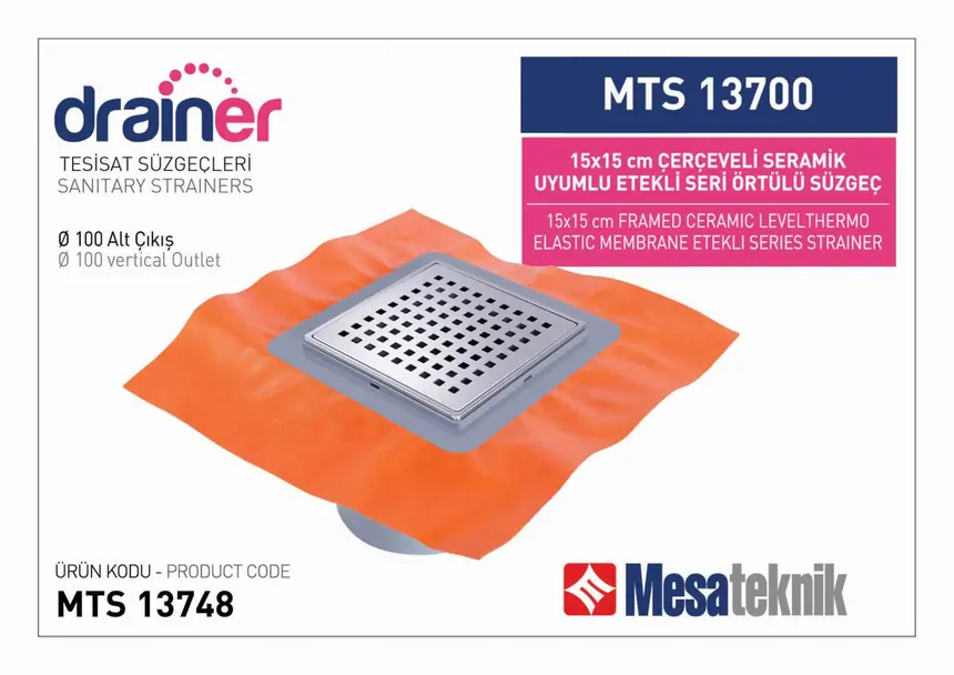 MTS 13700 Etekli Serisi Paslanmaz Çerçeveli Örtülü 15 cm