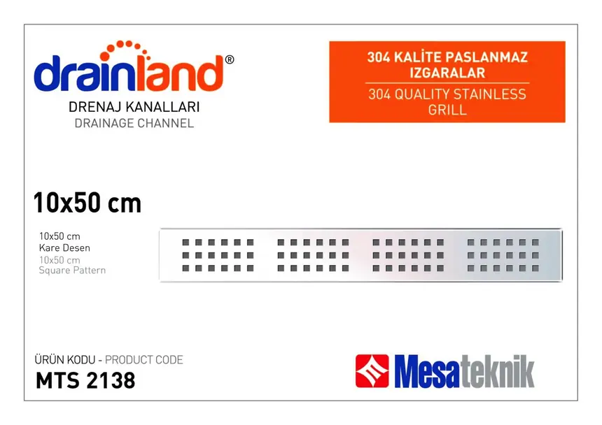 10 cm Genişlik 50 cm Uzunluk Paslanmaz Izgaralar