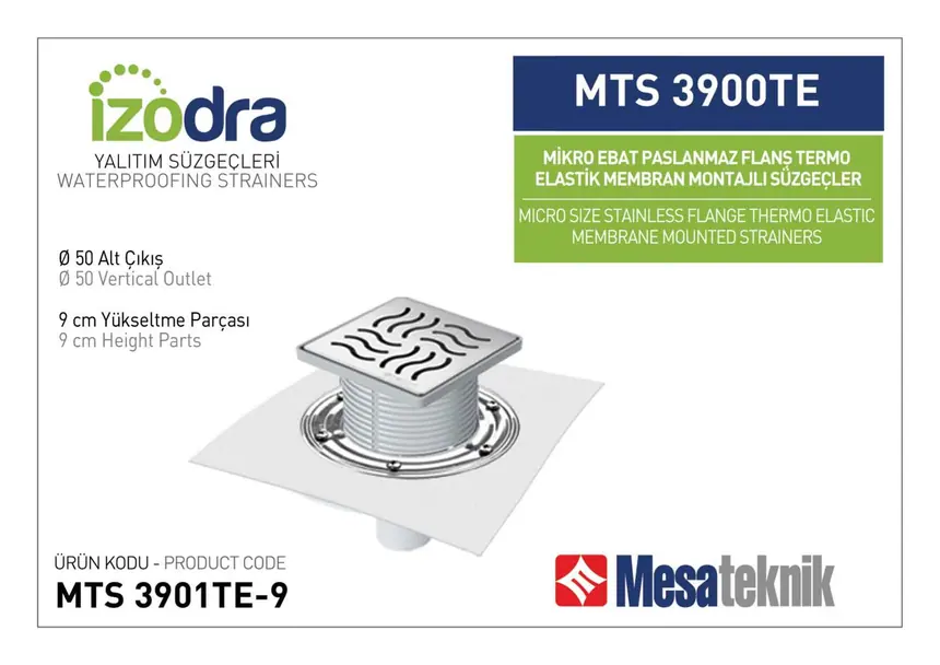 MTS 3900TE Termo Elastik Örtü Paslanmaz Flanş Montajlı Süzgec Sistemleri Mikro Ebat