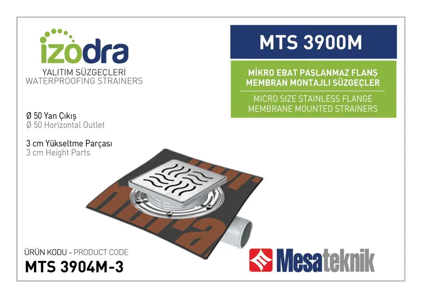 MTS 3900M Paslanmaz Flanş Membran Montajlı Süzgec Sistemleri Mikro Ebat
