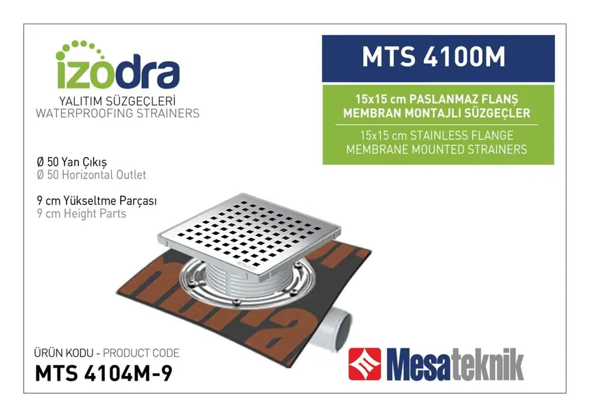 MTS 4100M Paslanmaz Flanş Membran Montajlı Süzgec Sistemleri 15 cm