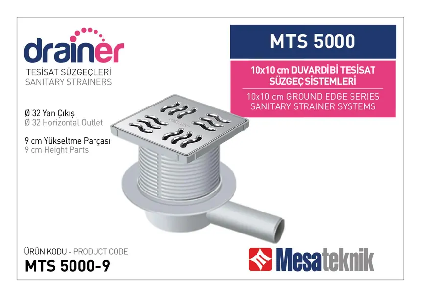 MTS 5000 10 cm Duvardibi Tesisat Süzgeç Sistemleri