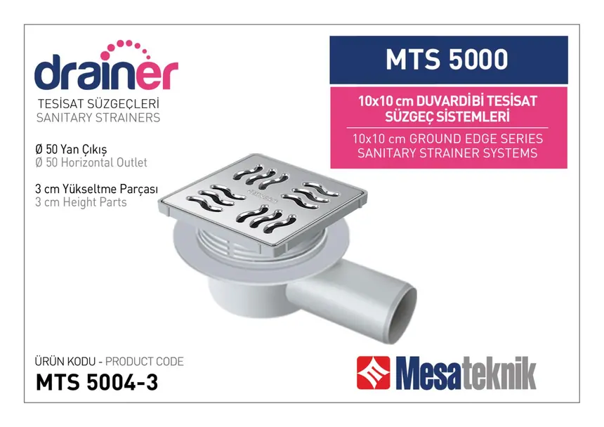 MTS 5000 10 cm Duvardibi Tesisat Süzgeç Sistemleri
