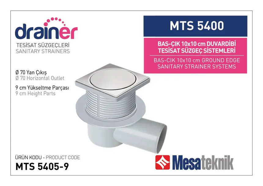 MTS 5400 10 cm BasÇık Duvardibi Tesisat Süzgeç Sistemleri