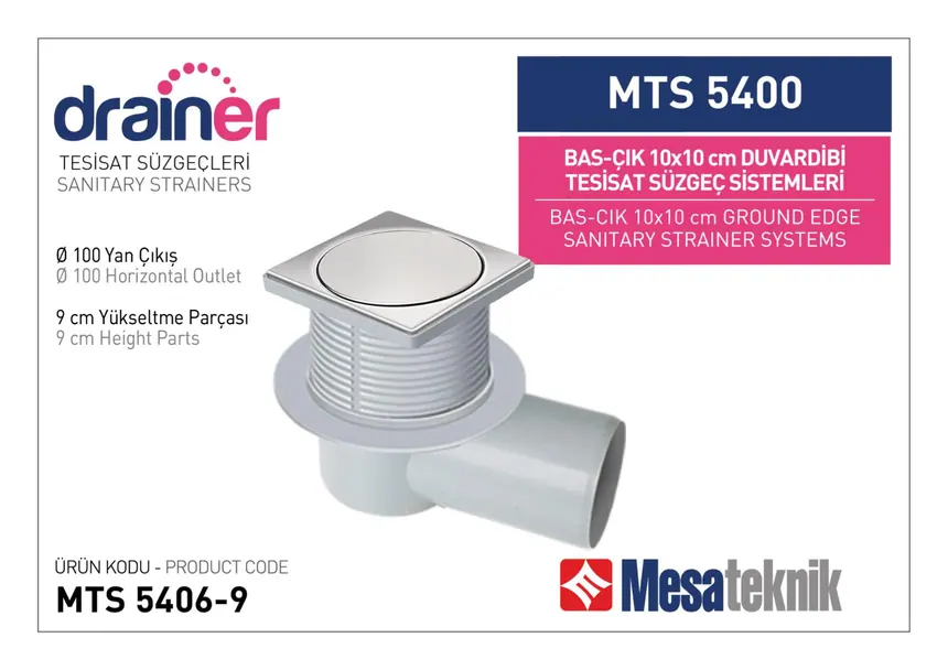 MTS 5400 10 cm BasÇık Duvardibi Tesisat Süzgeç Sistemleri