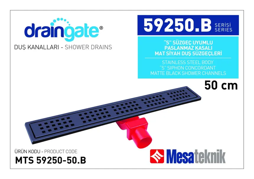 MTS 59250B S Sifon Uyumlu Paslanmaz Kasalı Seri Mat Siyah Kaplama