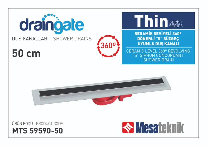 MTS 59590 Thin Serisi 360º Dönerli S Süzgeç Uyumlu Gri Gövde
