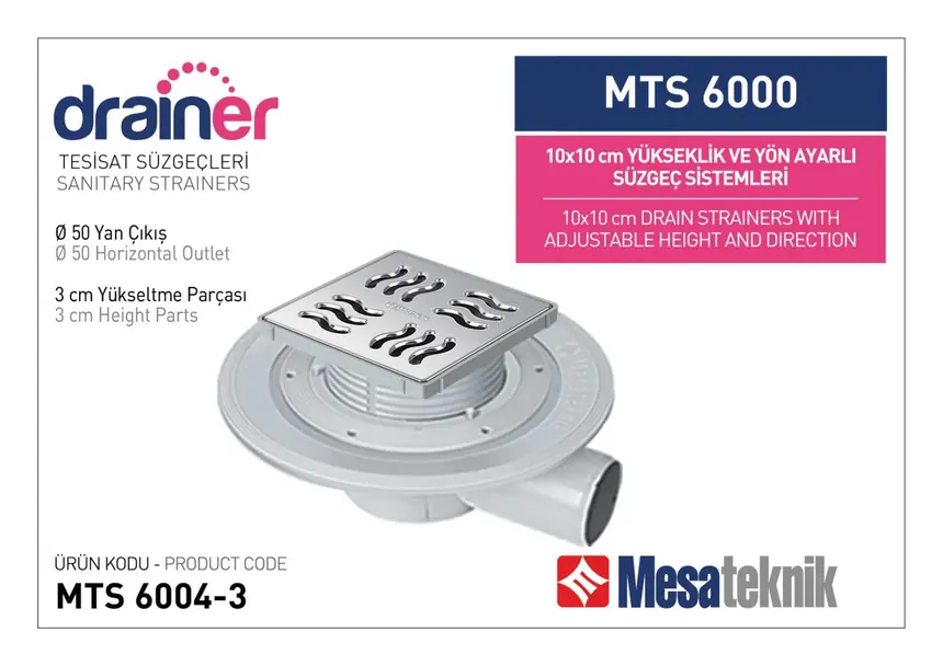 MTS 6000 10 cm Yükseklik ve Yön Ayarlı Tesisat Sistemleri