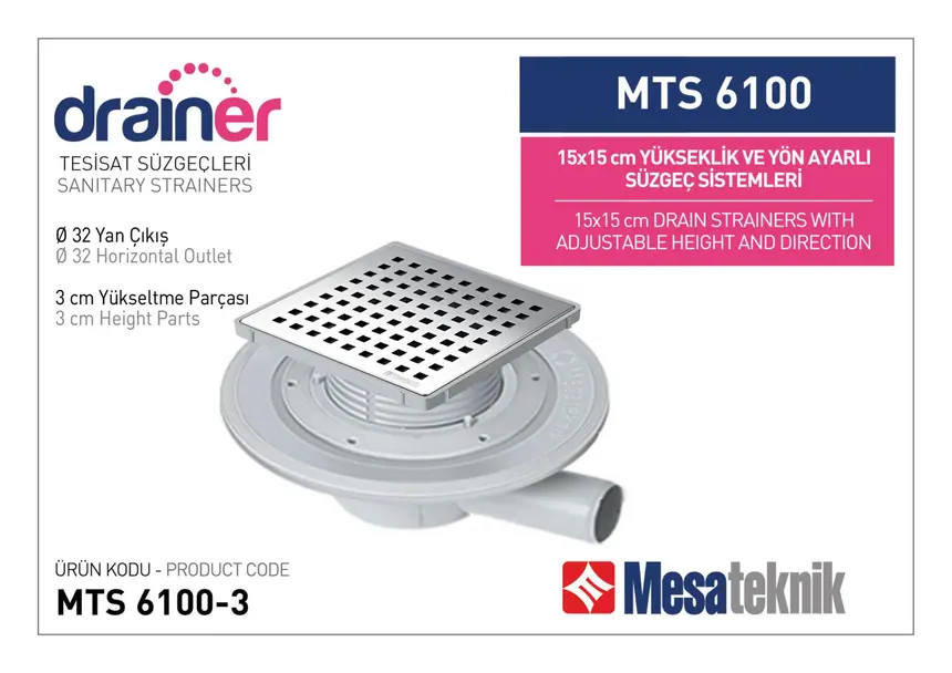 MTS 6100 15 cm Yükseklik ve Yön Ayarlı Tesisat Sistemleri