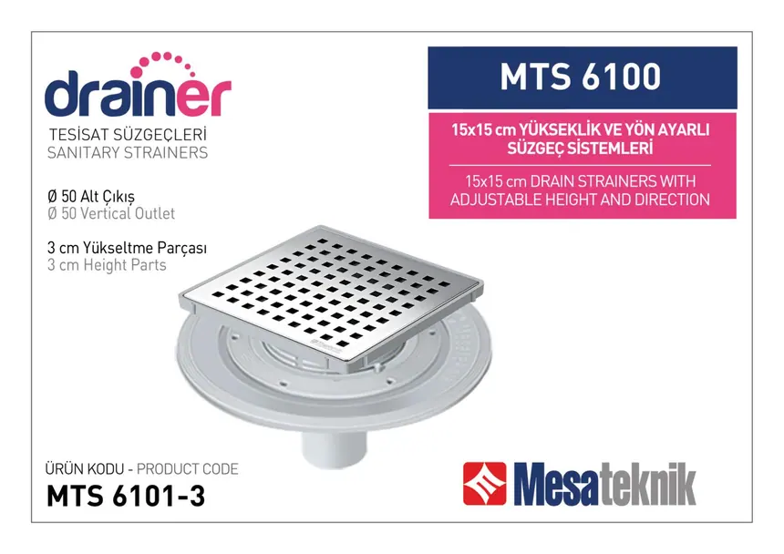 MTS 6100 15 cm Yükseklik ve Yön Ayarlı Tesisat Sistemleri