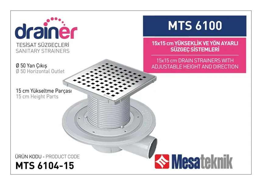 MTS 6100 15 cm Yükseklik ve Yön Ayarlı Tesisat Sistemleri