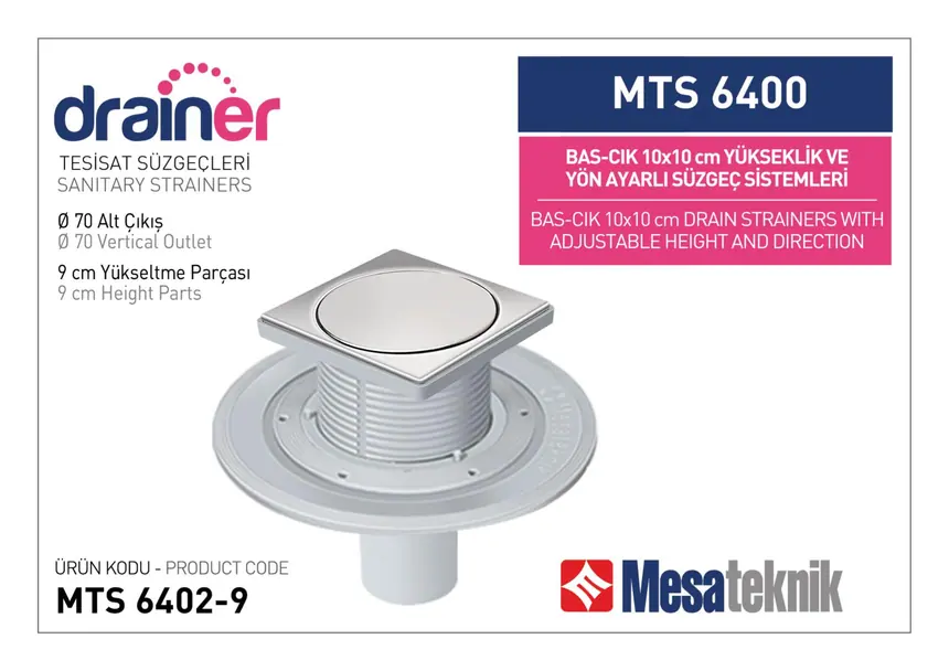MTS 6400 10 cm BasÇık Yükseklik ve Yön Ayarlı Tesisat Sistemleri