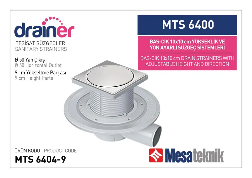 MTS 6400 10 cm BasÇık Yükseklik ve Yön Ayarlı Tesisat Sistemleri
