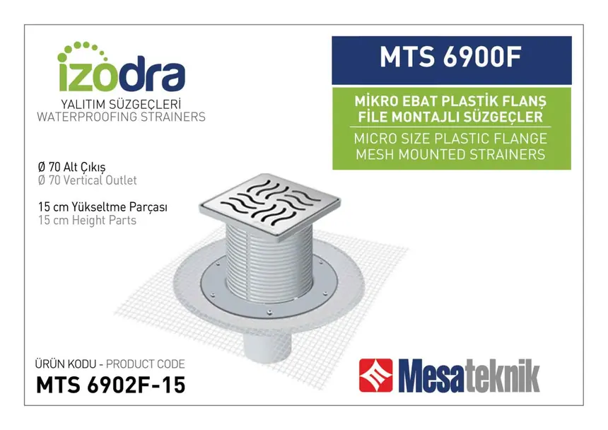 MTS 6900F Fileli Plastik Flanş Montajlı Süzgec Sistemleri Mikro Ebat