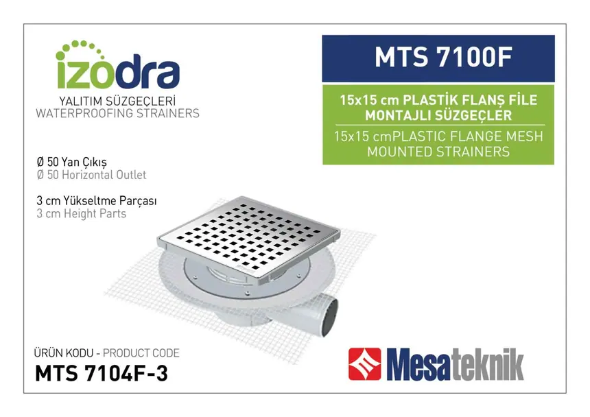 MTS 7100F Fileli Plastik Flanş Montajlı Süzgec Sistemleri 15 cm