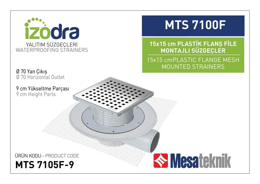 MTS 7100F Fileli Plastik Flanş Montajlı Süzgec Sistemleri 15 cm