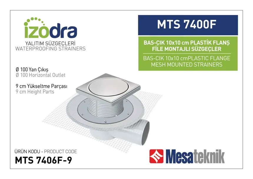 MTS 7400F Fileli Plastik Flanş Montajlı Süzgec Sistemleri 10 cm BasÇı