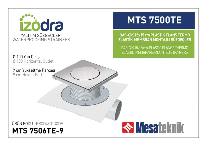 MTS 7500TE Termo Elastik Örtü Plastik Flanş Montajlı Süzgec Sistemleri 15 cm BasÇık