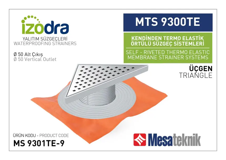 MTS 9300TE Kendinden Percinli Örtülü Suzgec Sistemleri 20 cm Üçgen