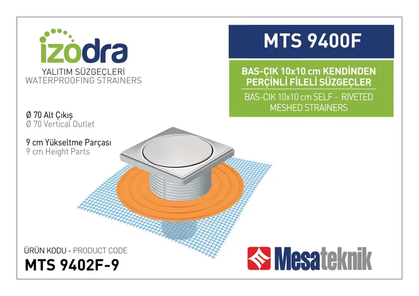MTS 9400F Kendinden Percinli Fileli Suzgec Sistemleri 10 cm BasÇık